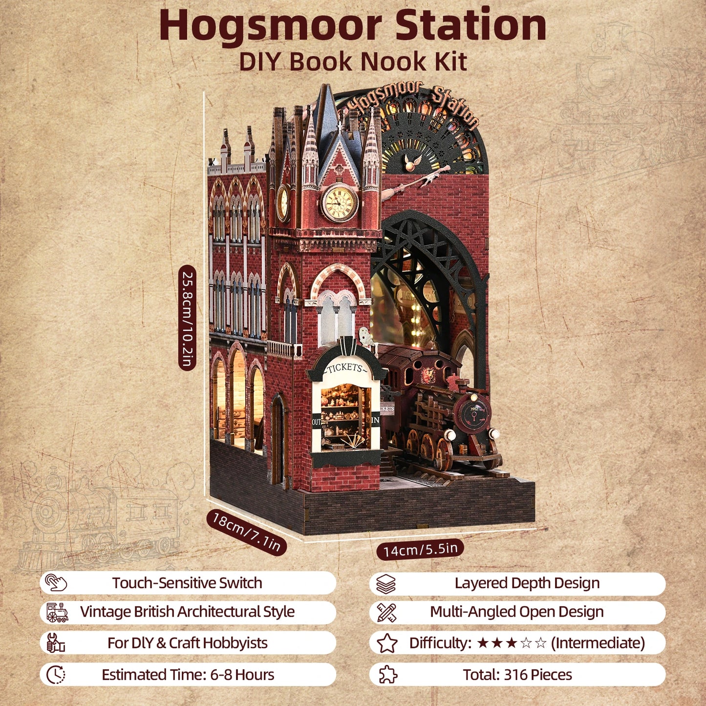 Hogsmoor Station DIY Book Nook Kit Product Information