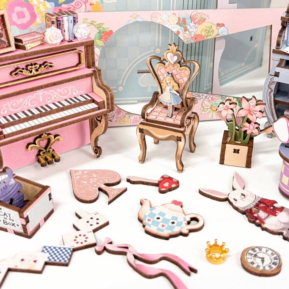 Alice's Tea Party Diary Wood Pieces Parts